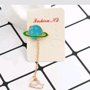 Planet and Bunny Pin